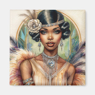 Aimant Flapper Black Woman Roaring 20s Glamor