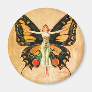 Aimant Flapper Butterfly Flying Woman Illustration