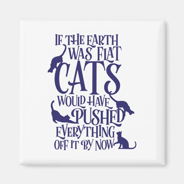 Aimant Flat Earth Théorie de Chat Graphique Jour des terr (Devant)