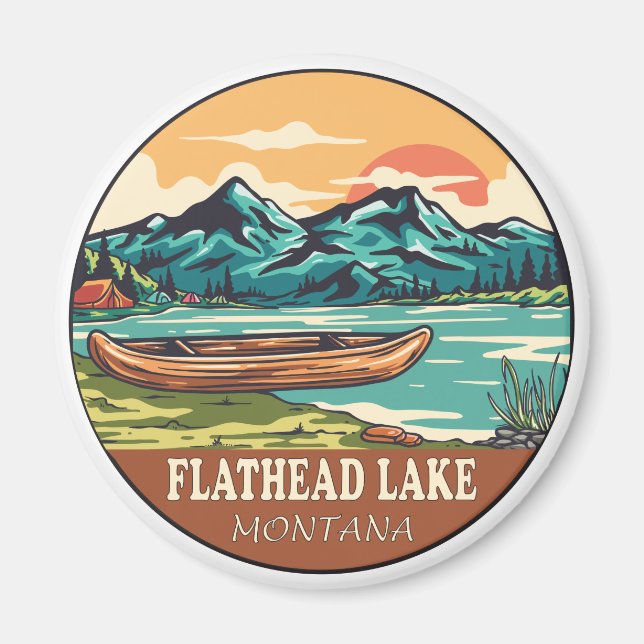 Aimant Flathead Lake Montana Emblème de pêche nautique (Devant)