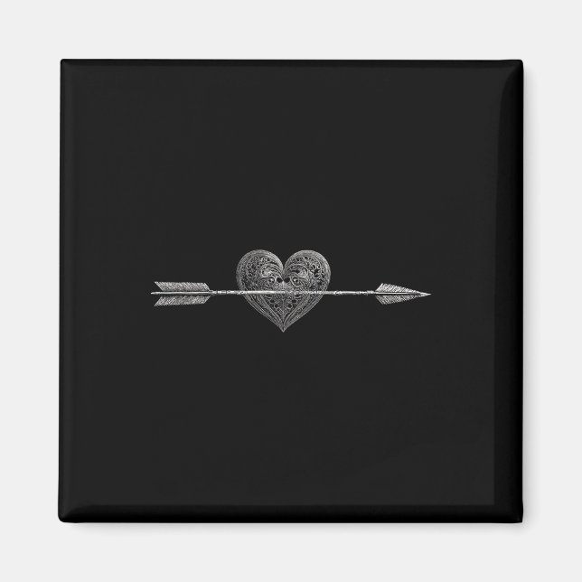 Aimant Flèche illustrée traversant le coeur illustré (Devant)
