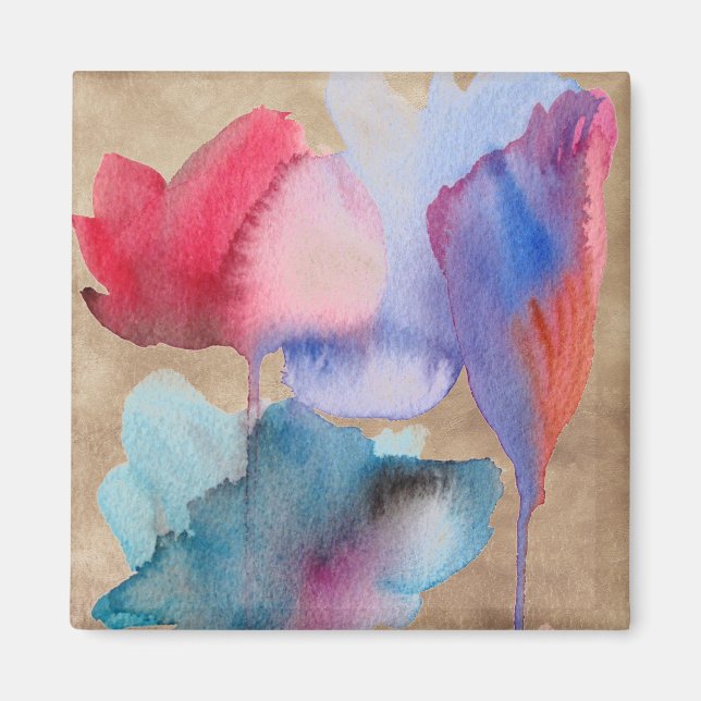 Aimant Fleur aquarelle design floral moderne (Devant)