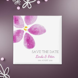Aimant Fleur Aquarelle rose Enregistrer la date Mariage
