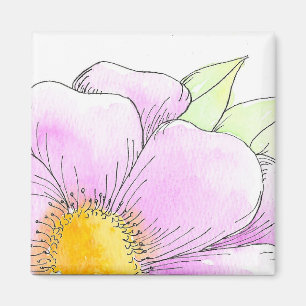 Aimant Fleur aquarelle rose fantaisiste