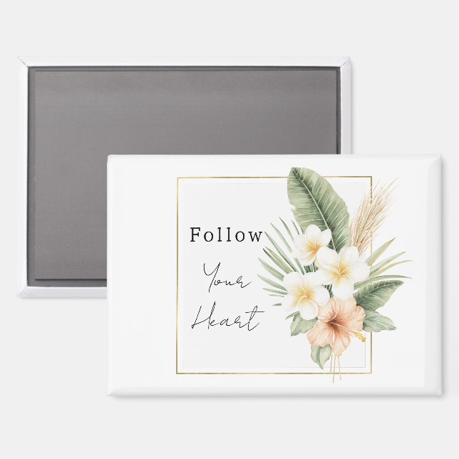 Aimant Fleur Blanche de Pêche Tropicale   (Recto/Verso)