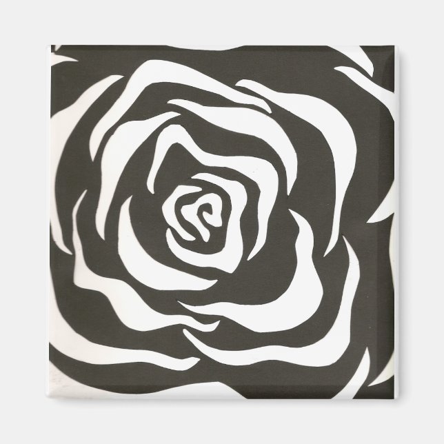 Aimant fleur blanche noire (Devant)