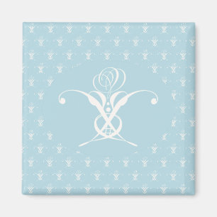 Aimant Fleur blanche Pastel Bleu Pâques