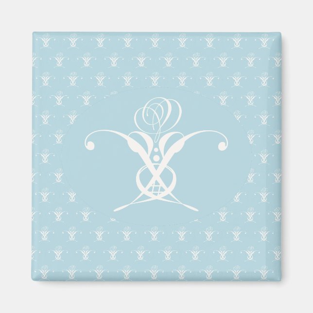 Aimant Fleur blanche Pastel Bleu Pâques (Devant)