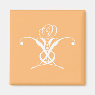 Aimant Fleur blanche Pastel Orange Pâques