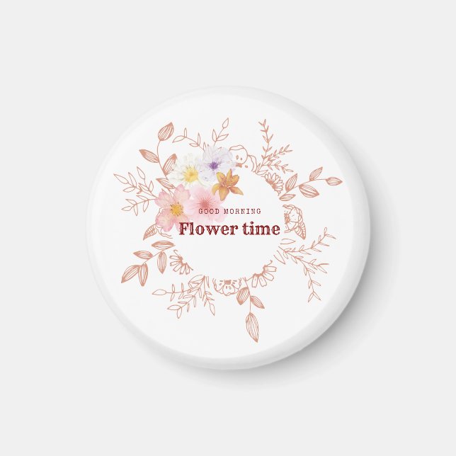 Aimant | Fleur botanique de Flower Time sur réfrig (Devant)