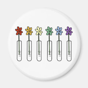 Aimant Fleur d'arc-en-ciel et scientifique de becher