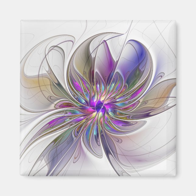Aimant Fleur d'art Abstrait, énergique et coloré (Devant)