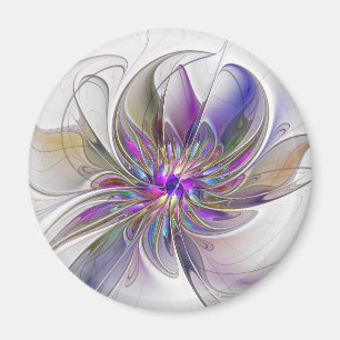 Aimant Fleur d'art fractal abstrait énergique et coloré