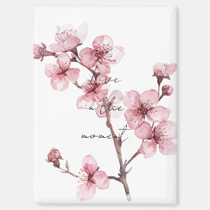 Aimant Fleur de cerise rose blanche
