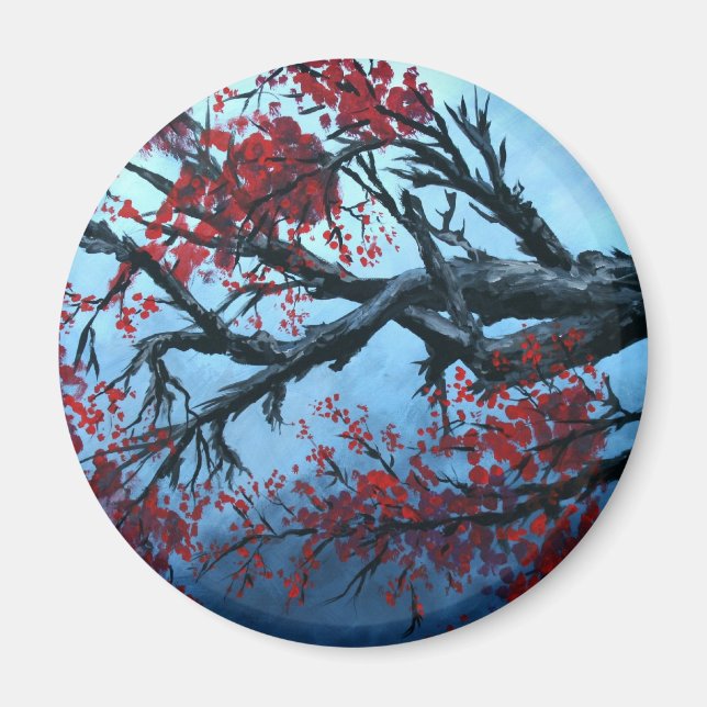 Aimant fleur de cerisier japonais art oriental (Devant)