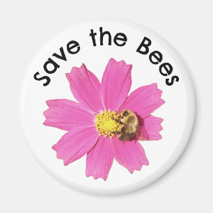 Aimant Fleur de Cosmos rose vif Sauvez les abeilles
