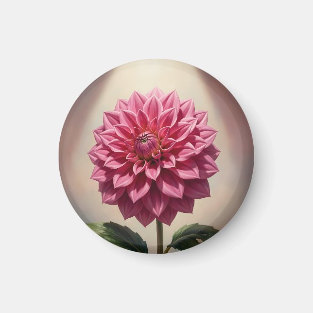 Aimant Fleur de Dahlia Rose Botanique (Devant)