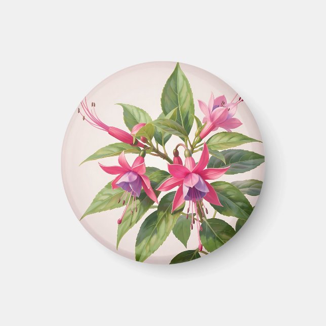 Aimant Fleur de fuchsia rose vibrant  (Devant)
