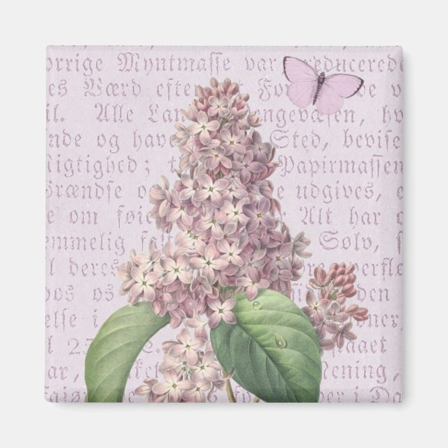 Aimant fleur de lilas vintage floral violet (Devant)