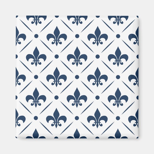 Aimant Fleur De Lis bleu foncé motif sur arrière - plan b (Devant)