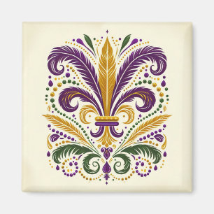 Aimant Fleur de lis jaune et vert violet