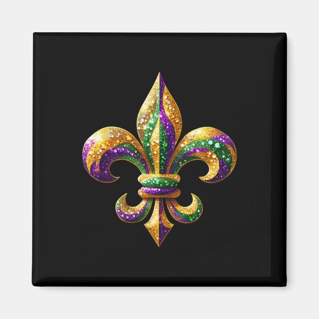Aimant Fleur de lis Mardi Gras Symbole Carnaval Parade Co (Devant)