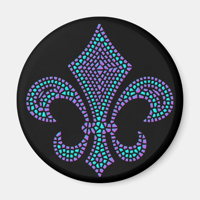 Aimant Fleur De Lis Mosaic Bevel Pastel (Devant)