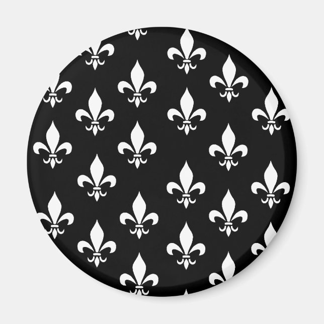 Aimant Fleur de Lis Motif noir et blanc (Devant)
