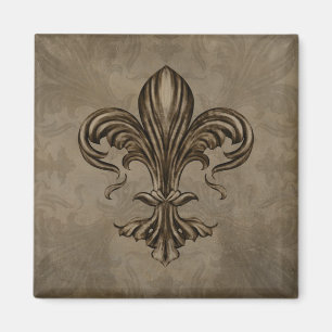 Aimant Fleur de lis Sepia vintage