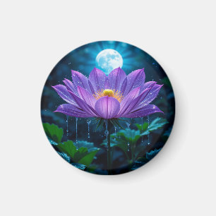 Aimant Fleur de lotus pourpre sous la lumière de la lune