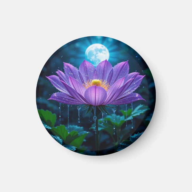 Aimant Fleur de lotus pourpre sous la lumière de la lune (Devant)