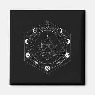 Aimant Fleur de lune Lotus noir Phases Yoga