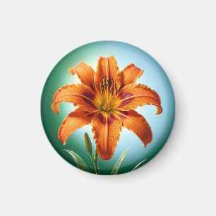 Aimant Fleur de lys orange vibrant en fleurs