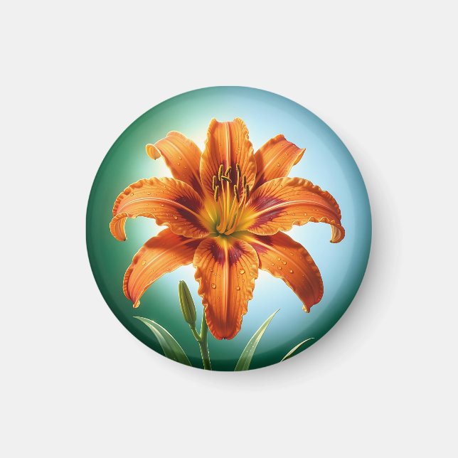 Aimant Fleur de lys orange vibrant en fleurs (Devant)