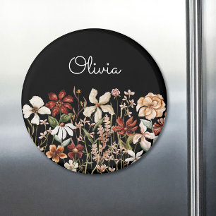 Aimant Fleur de Monogramme Aquarelle Vintage Floral Sauva