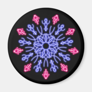 Aimant Fleur de néon bleu et rouge