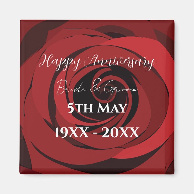 Aimant Fleur de rose rouge pour mariage et anniversaire d (Devant)