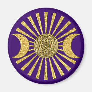 Aimant Fleur de vie avec la lune