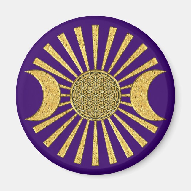 Aimant Fleur de vie avec la lune (Devant)