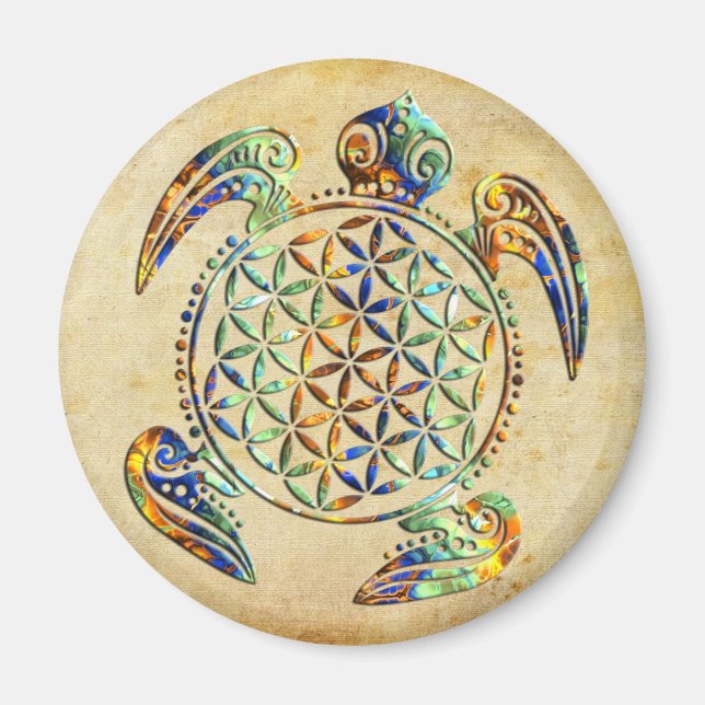 Aimant Fleur de vie / Blume des Lebens - couleur tortue (Devant)