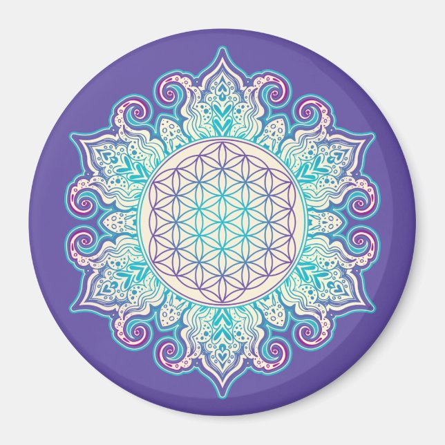 Aimant Fleur De Vie - Indien Mandala 2 (Devant)