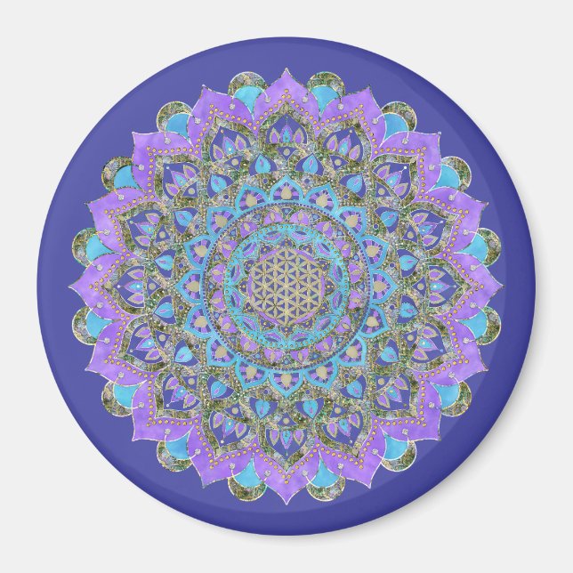 Aimant Fleur de Vie - Mandala de style indien 2 (Devant)