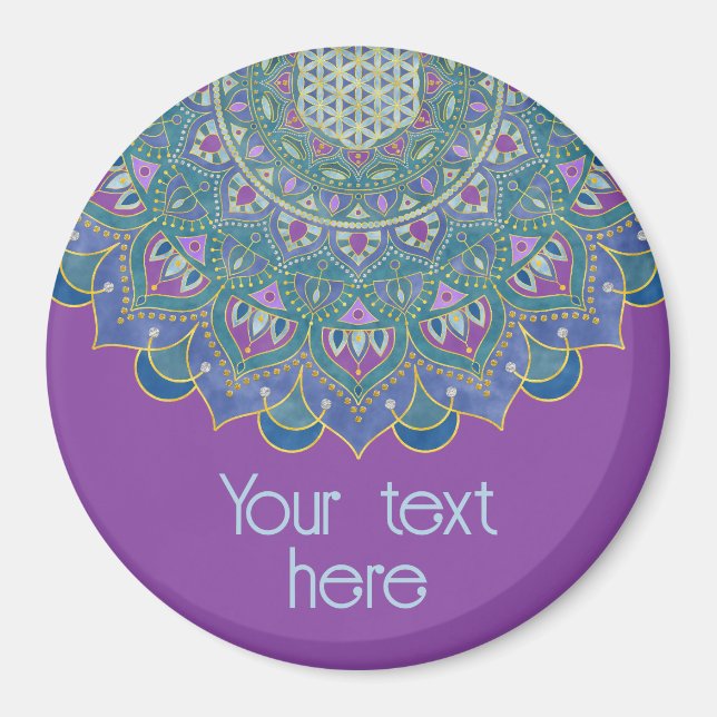 Aimant Fleur De Vie - Mandala India Style 1 (Devant)