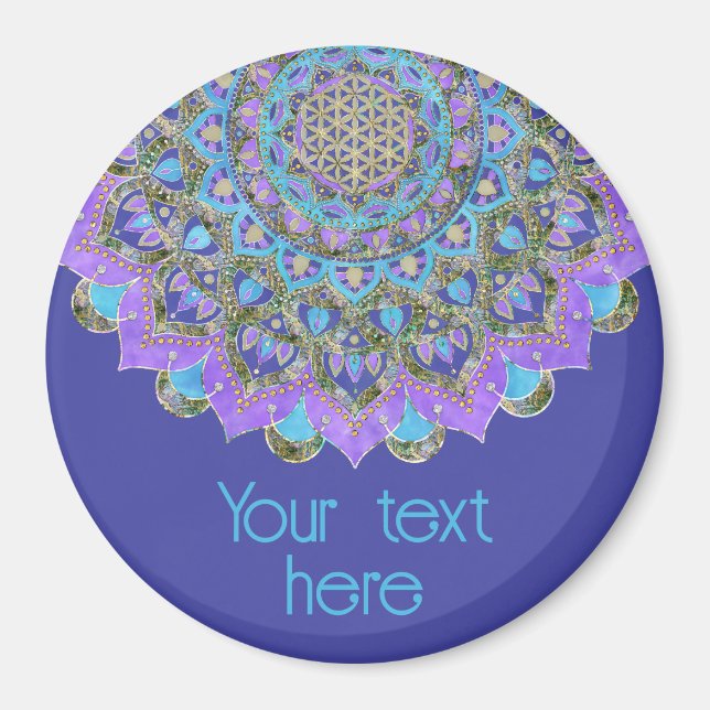 Aimant Fleur De Vie - Mandala India Style 2 (Devant)