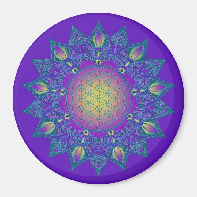 Aimant Fleur De Vie - Mandala Indien 3 (Devant)