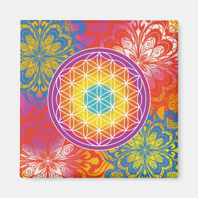 Aimant Fleur de vie mandala zen (Devant)