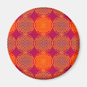 Aimant Fleur de vie - motif de timbre - rose orange
