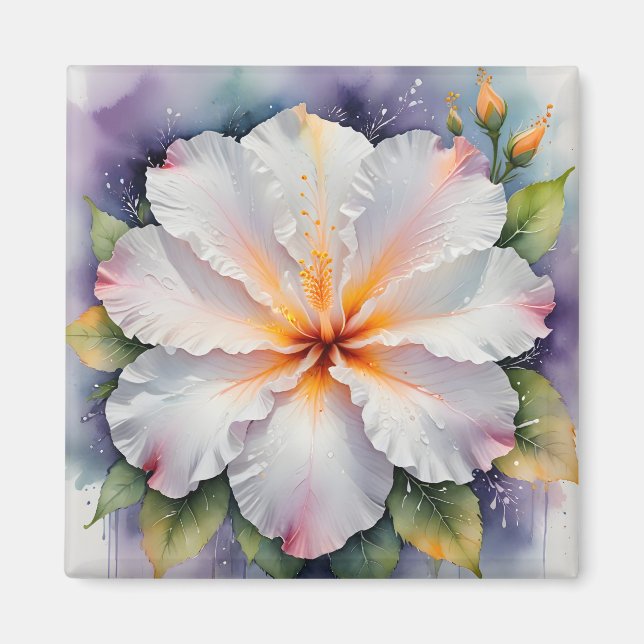 aimant fleur d'hibiscus blanc (Devant)