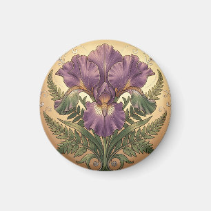 Aimant Fleur d'iris pourpre Art Nouveau Cadre Orné