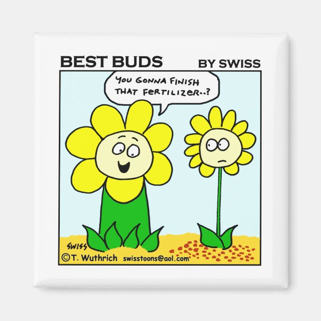 Aimant Fleur drôle de bande dessinée affamée pour plus (Devant)